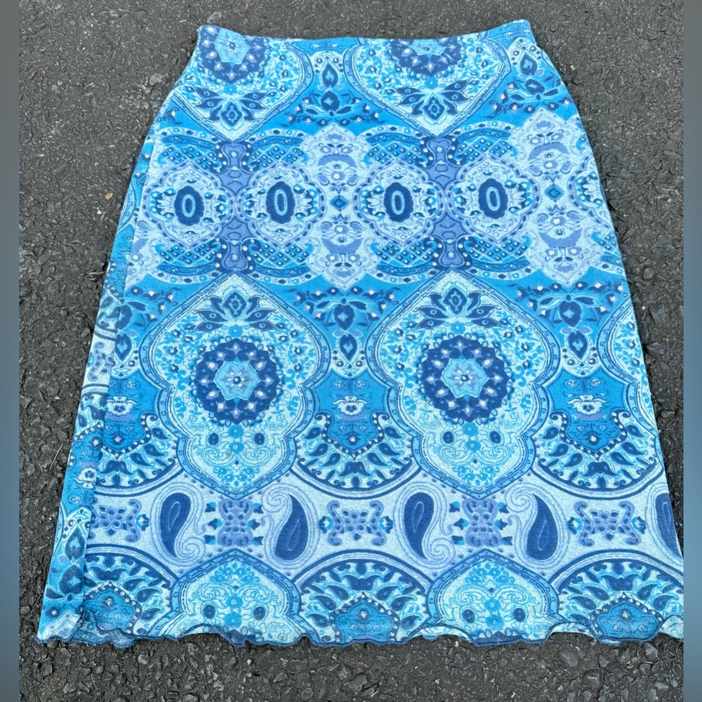 Vintage‎ Y2K Emporium Paisley Midi Skirt Glitter Festival Fairy Whimsical M